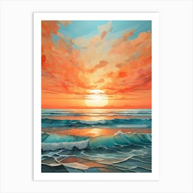 Sunset Over The Ocean 6 Art Print