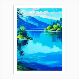 Crystal Clear Blue Lake Landscapes Waterscape Impressionism 1 Art Print