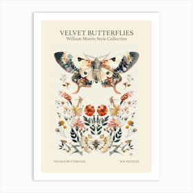 Velvet Butterflies Collection Vintage Butterflies William Morris Style 8 Art Print