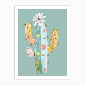 Easter Cactus Plant Minimalist Illustration 4 Art Print