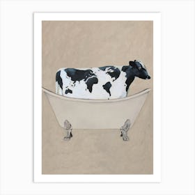 Cow In Bathtub Art Print