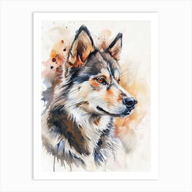 Siberian Husky Watercolor Painting 2 Art Print