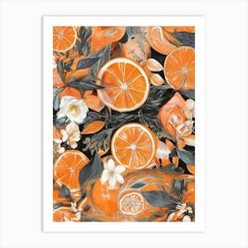 Oranges And Flowers 1 Art Print