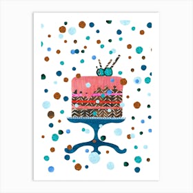 Blue Brown Cake Art Print