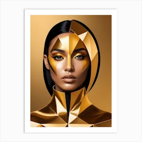 Geometric Woman Portrait Luxury Gold (18) Art Print