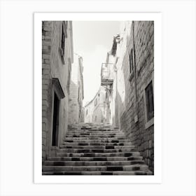 Dubrovnik, Croatia, Mediterranean Black And White Photography Analogue 7 Art Print