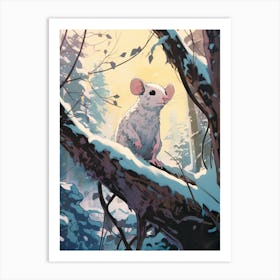 Winter Opossum 1 Illustration Art Print