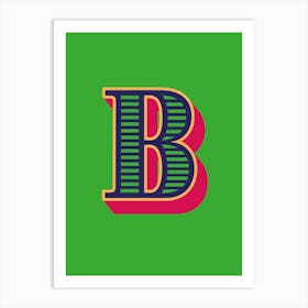 Decorative Letter B Vintage Typography Green Art Print