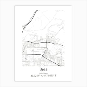 Brea,United States Minimalist Map Art Print