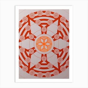Geometric Abstract Glyph Circle Array in Tomato Red n.0064 Art Print