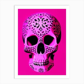 Skull With Mandala Patterns Pink Matisse Style Art Print