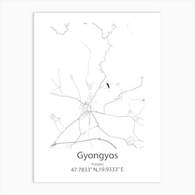 Gyongyos,Hungary Minimalist Map Art Print