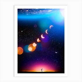 Silhouette Light And Planet Earth Art Print