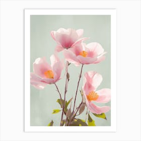 Magnolia Flowers Acrylic Painting In Pastel Colours 4 Art Print