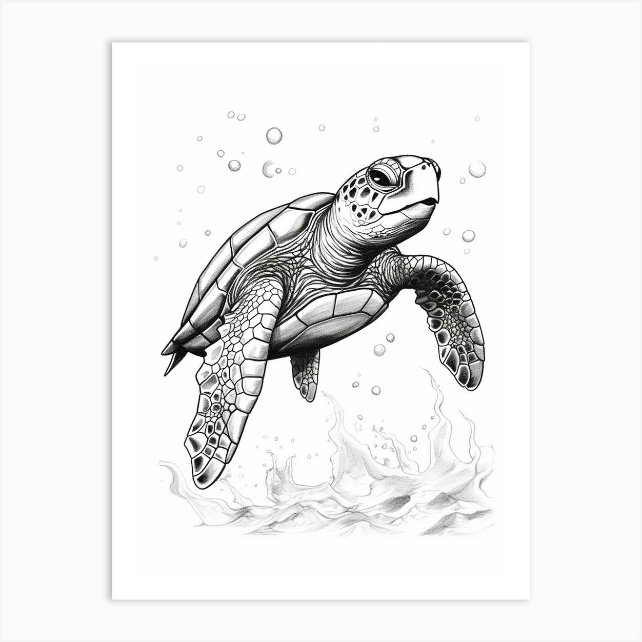Sea Turtle Art Print by Art By Three Sarah Rebekah Rachel White - Fine Art  America
