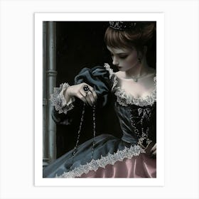 Dark Gothic Lady In Black Art Print