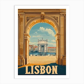 Aihrgdesign A Retro Travel Poster For Lisbon Featuring Art Print