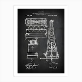 Oil Rig Gifts, Oil Rig Decor, Oil Derrick, Oil Field Gift, Oil Field Decor, Oil Rig Art, Oil Rig Print, Oil Rig Blueprint, Drilling, Co6461 Art Print