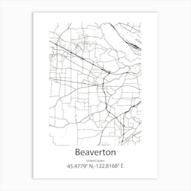 Beaverton,United States Minimalist Map 1 Art Print