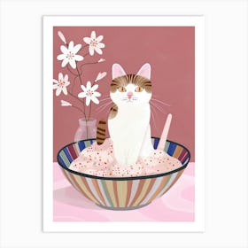 Cat In A Bowl Art Print