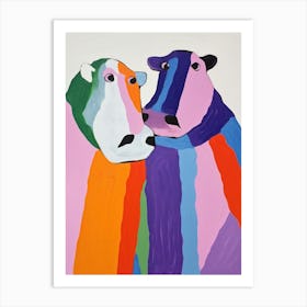 Colourful Kids Animal Art Hippopotamus 5 Art Print