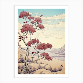 Omurasaki Japanese Aster 1 Vintage Japanese Botanical Art Print