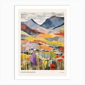 Creag Meagaidh Scotland Colourful Mountain Illustration Poster Art Print