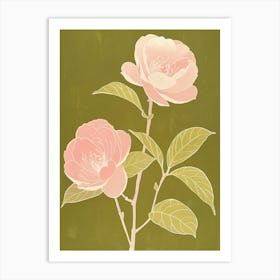 Pink & Green Camellia 2 Art Print