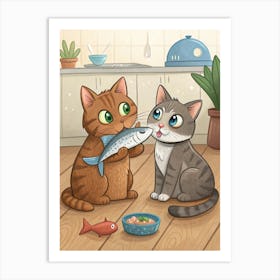 Cat And Fish Poster