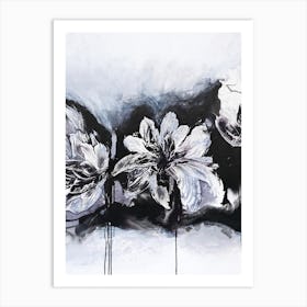 White And Black Flowers 2 Painting Art Print