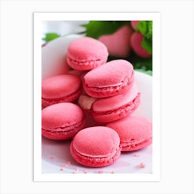 Strawberry Macarons, Dessert, Food Crayon 1 Art Print