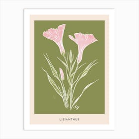 Pink & Green Lisianthus 3 Flower Poster Art Print