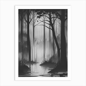 Black And White Forest, black and white monochromatic art Art Print