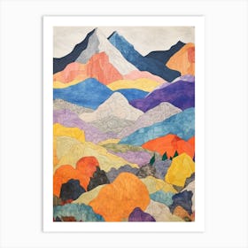 Mount Logan Canada 3 Colourful Mountain Illustration Art Print