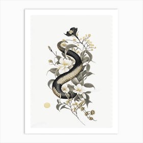 Water Moccasin Snake Gold And Black Art Print