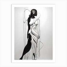 Woman In Black And White 2 Art Print