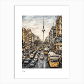 Berlin Germany Pencil Sketch 1 Watercolour Travel Poster Art Print