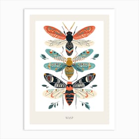 Colourful Insect Illustration Wasp 4 Poster Art Print