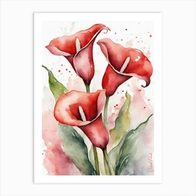 Red Calla Lily Flowers Art Print