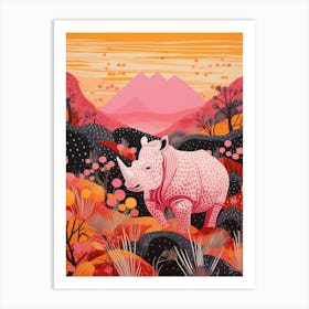 Rhino In The Mountains 2 Art Print