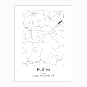 Ruthen,Germany Minimalist Map Art Print