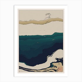 Abstract Coastal Landscape Inspired By Minimalist Japanese Ukiyo E Painting Style 2 Art Print