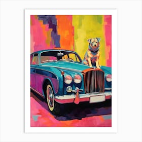 Rolls Royce Silver Shadow Vintage Car With A Dog, Matisse Style Painting 1 Art Print