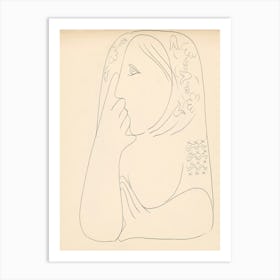 A Woman In A Flowered Scarf With Her Face Supported, Mikuláš Galanda Art Print