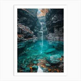 Waterfall In A Canyon 2 Art Print