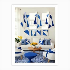 Blue And White Living Room 1 Art Print