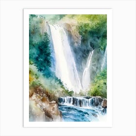 Zrmanja Waterfalls, Croatia Water Colour  (3) Art Print