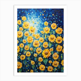 Sunflowers In The Night Sky Art Print