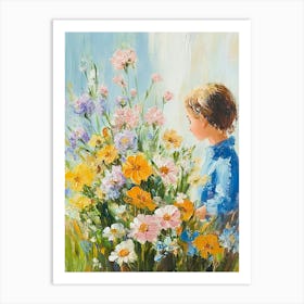 Little Girl In Flowers Still life Art Print