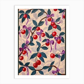 Botanical Bows And Cherries 4 Pattern Art Print